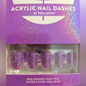 Red Aspen Exhale Stress Sasha purple glitter press on nails